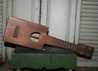 Antique Handmade Folk Art Wooden Cigar Box Banjo Guitar