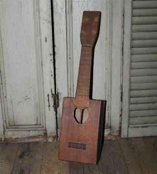 Antique Handmade Folk Art Wooden Cigar Box Banjo Guitar 2