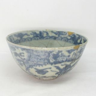 G758: Chinese Biggish Bowl Of Real Old Blue - And - White Porcelain Of Ming Gosu