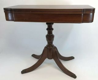 Antique Table Mahogany Carved Wood Folding Card Game Side Console Old Furniture