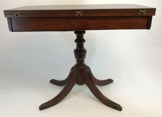 ANTIQUE TABLE MAHOGANY CARVED WOOD Folding Card Game Side Console Old FURNITURE 9