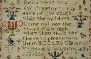 MID 19TH CENTURY BIBLICAL QUOTATION & MOTIF SAMPLER BY A.  E.  WILLIAMS - 1856 10