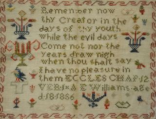 MID 19TH CENTURY BIBLICAL QUOTATION & MOTIF SAMPLER BY A.  E.  WILLIAMS - 1856 11