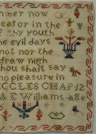 MID 19TH CENTURY BIBLICAL QUOTATION & MOTIF SAMPLER BY A.  E.  WILLIAMS - 1856 3