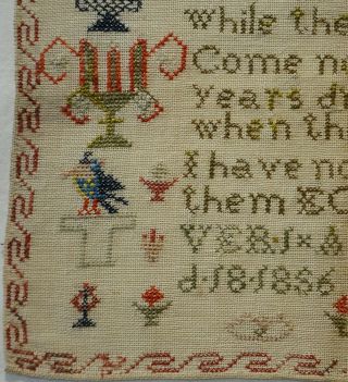 MID 19TH CENTURY BIBLICAL QUOTATION & MOTIF SAMPLER BY A.  E.  WILLIAMS - 1856 8