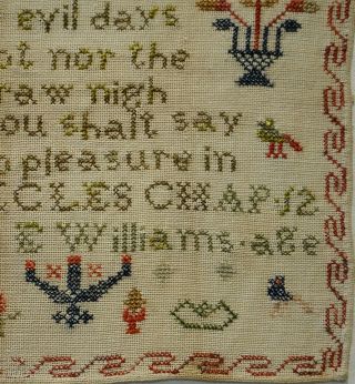 MID 19TH CENTURY BIBLICAL QUOTATION & MOTIF SAMPLER BY A.  E.  WILLIAMS - 1856 9