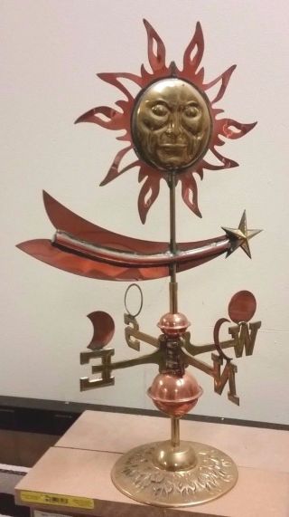 Copper & Brass Small Sun Moon Star Weathervane.  Great Deal Limited Quantities