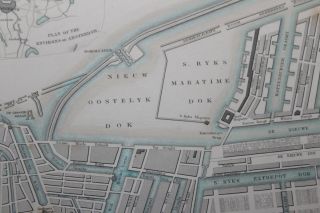 1852 AMSTERDAM Plan of the City Hand Coloured Antique MAP SDUK COX 12