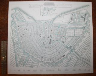 1852 Amsterdam Plan Of The City Hand Coloured Antique Map Sduk Cox