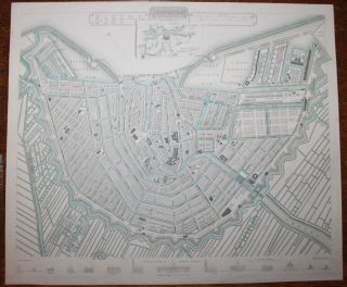 1852 AMSTERDAM Plan of the City Hand Coloured Antique MAP SDUK COX 2