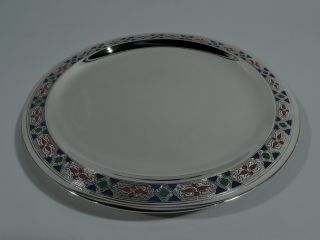Tiffany Plate - 21218n - Modern Gothic Tray - American Sterling Silver Enamel