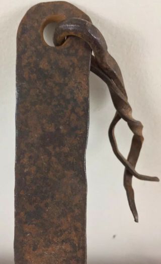Antique Wrought Iron Door Handle Thumb Latch With Rare Spiral Lock 8.  5” 18thC ME 2