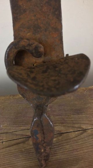 Antique Wrought Iron Door Handle Thumb Latch With Rare Spiral Lock 8.  5” 18thC ME 4