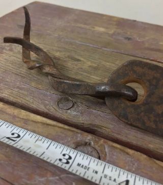 Antique Wrought Iron Door Handle Thumb Latch With Rare Spiral Lock 8.  5” 18thC ME 7