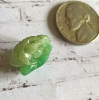 Antique Dynastie Qing Chinese Hand Carved Green Jade Ornament Bead Amulet 10