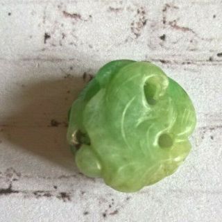 Antique Dynastie Qing Chinese Hand Carved Green Jade Ornament Bead Amulet 11