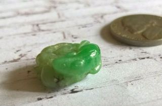 Antique Dynastie Qing Chinese Hand Carved Green Jade Ornament Bead Amulet 6
