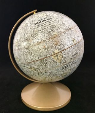 Replogle 6 " - Lunar/moon Globe - Metal - 1969 - Apollo 2 And All Landing Sites/craters