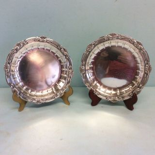 Sterling Silver Footed Salvers (2) 1915 Crichton Bros.  6.  75” Diameter