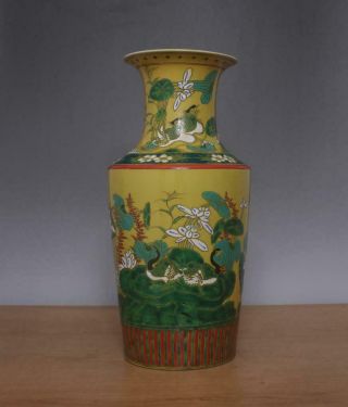 40cm Antique Chinese Famille Rose Porcelain Vase W/crane Kangxi Signed