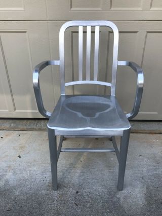 Emeco Authentic Navy Aluminum Chair With Arms
