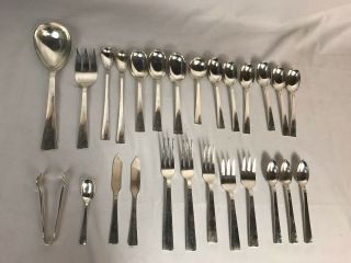 Mcm Mid Century Modern 1950’s Allan Adler Sterling Silver Sunset Flatware Set