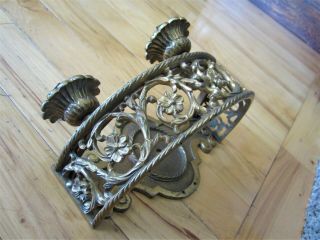 Pair Ornate Bronze Wall Sconce Light Fixtures Victorian Brass Candle Holders 5