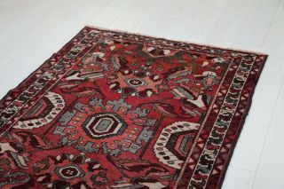 5x3.  44ft Antique Hand - Knotted Persian Heriz Rug,  Red Small Vintage Tribal Rug 2
