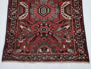 5x3.  44ft Antique Hand - Knotted Persian Heriz Rug,  Red Small Vintage Tribal Rug 3