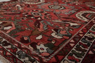 5x3.  44ft Antique Hand - Knotted Persian Heriz Rug,  Red Small Vintage Tribal Rug 7