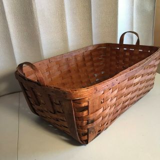Southern Antique Vintage Gathering Basket Large Primitive Nailed Rim Woven