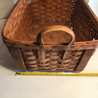 Southern Antique Vintage Gathering Basket Large Primitive Nailed Rim Woven 3