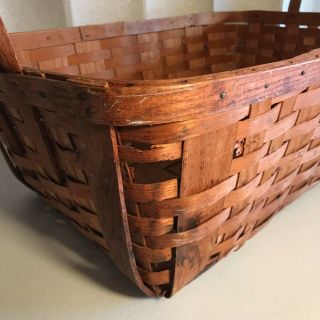 Southern Antique Vintage Gathering Basket Large Primitive Nailed Rim Woven 7