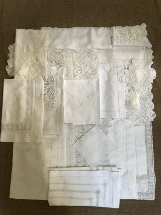 25 Vintage Linen Lace Embroidery Crochet Cloths Table Toppers Runners & Mats