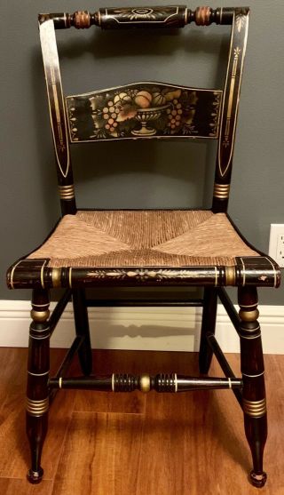 Antique Hitchcock Chairs Black Fruit Rush Dining Accent Side Dining Wood Chair