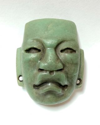 Pre - Columbian Olmec Jade Mask Pendant