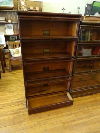 Antique Mission Globe Wernicke Mahogany 4 Stack Barrister Bookcase Book Shelf 3