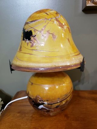 Michele Luzoro Art Glass Mushroom Lamp FRENCH BLOWN ART GLASS Artist Signed 11