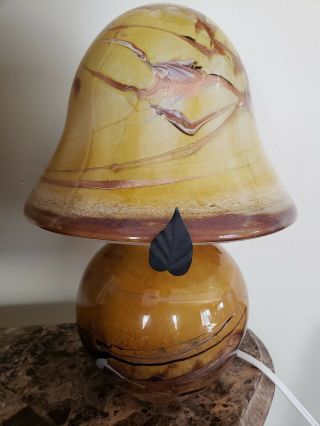 Michele Luzoro Art Glass Mushroom Lamp French Blown Art Glass Artist Signed