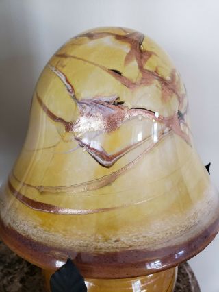 Michele Luzoro Art Glass Mushroom Lamp FRENCH BLOWN ART GLASS Artist Signed 3