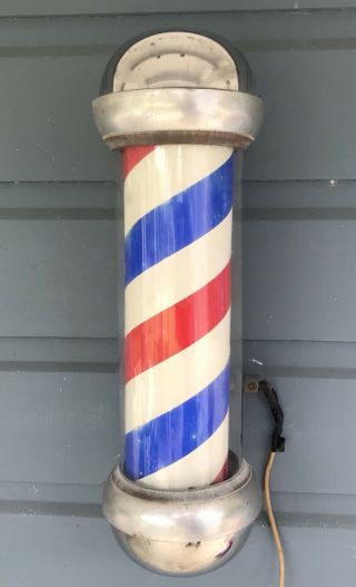 Antique Vintage Emil J.  Paidar Lighted Barber Barbershop Pole 3