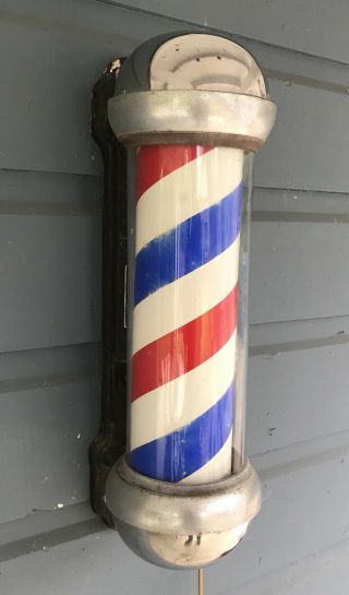 Antique Vintage Emil J.  Paidar Lighted Barber Barbershop Pole 4