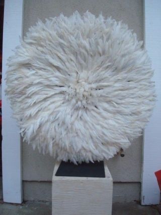 32 " White / African Feather Headdress / Juju Hat / 1st.  Quality / Shipment