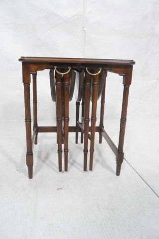 Vtg Harden Traditional Cherry Faux Bamboo Nesting Drop Leaf Tables PLS RD DTLS 3