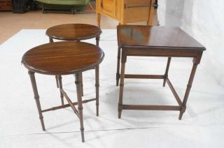 Vtg Harden Traditional Cherry Faux Bamboo Nesting Drop Leaf Tables PLS RD DTLS 5