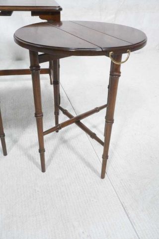 Vtg Harden Traditional Cherry Faux Bamboo Nesting Drop Leaf Tables PLS RD DTLS 6