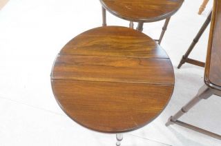 Vtg Harden Traditional Cherry Faux Bamboo Nesting Drop Leaf Tables PLS RD DTLS 7