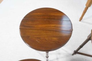 Vtg Harden Traditional Cherry Faux Bamboo Nesting Drop Leaf Tables PLS RD DTLS 8
