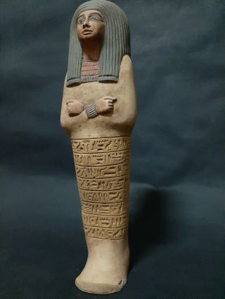 Rare Ancient Egyptian Antiques Ushabti Shabti Queen Statue Luxor Egypt Stone Bc