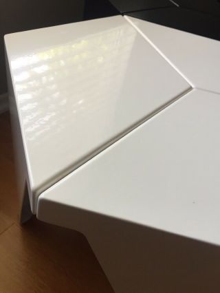 Set 2 White Hexagon Prismatic Metal Side Table Stools Mid Century Design 12
